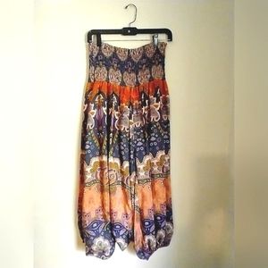 COPY - Romper/Harem pants Anthropologie Silk 100% Strapless Romper/Pants
